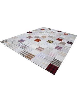 Kazan Hobi Çok Renkli Geometrik El Dokuma Kilim Yün Pamuk Dikdörtgen