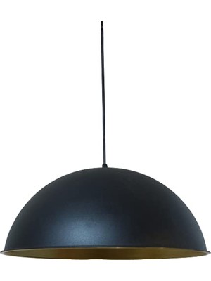 Kazan Hobi Dylight Retro Metal Dekoratif Rustik Tekli Sarkıt Avize Çap:40 cm Siyah Içi Gold DY3007