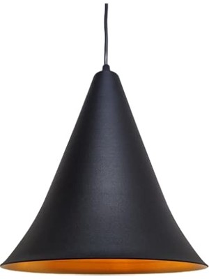 Kazan Hobi Rsylight Retro Metal Sarkıt Avize Rustik Tekli Sarkıt Siyah Içi Sarı Cafe Mutfak Aydınlatma Siyah RT8010290