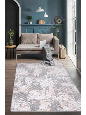 Kazan Hobi Karo Gri3 Saçaksız Yıkanabilir Kaymaz Salon Halısı Antre Mutfak Gri3-Saçaksız, 80X150