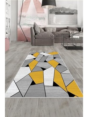Kazan Hobi Ontheclouds Çok Renkli Geometrik Desen Yıkanabilir Kaymaz Taban Leke Tutmaz Modern Salon Halısı ve Yolluk, 120 x 180 AYH159K