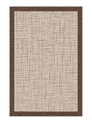 Kazan Hobi Jüt Görünümlü Kalın Çerçeveli Halı, Makinede Yıkanabilir, Kaymaz Taban, Dijital Baskı Salon, Mutfak ve Yatak Odası Halısı, Kahverengi, 120X180 cm