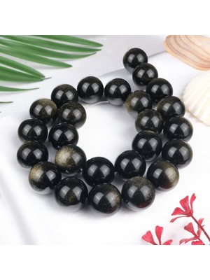 Moony Stone Gold Obsidyen Doğal Taş Dizi (16 Mm)