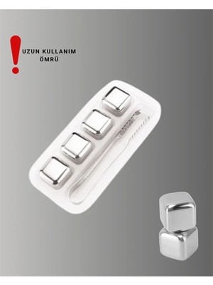 Ersert Çelik Metal Buz Küpleri 4'lü Set Ile Içeceklerinizi Soğutun