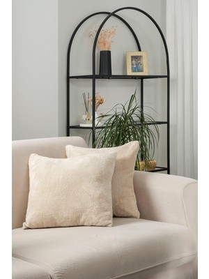 Vera Concept Store Çift Tarafı Wellsoft Kumaş 2'li 44X44 cm Hediyelik Dekoratif Pelüş Kırlent Kılıfı Yastık Kılıfı Bej