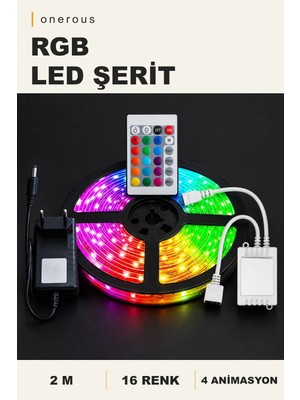 Onerous 2 M Rgb LED Şerit, 16 Renk, 4 Animasyon