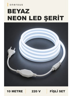 Onerous 10 M 220V Beyaz Neon LED Şerit, Fişli