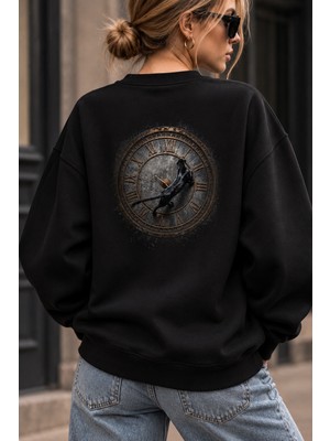 Giovera Gıovera Panther Time Premium Oversize Kadın Sweatshirt