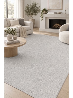 Marne Atelier Adaçayı Gri Modern Kadifemsi Halı Salon Oturma Odası Kaymaz Taban Yıkanabilir 25MM Ultra Dolgun Havl