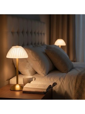 Yakup Tokatlı Moda Şık Tasarım Dokunmatik LED Masa Lambası - 3 Renk Modlu Şarjlı Gece