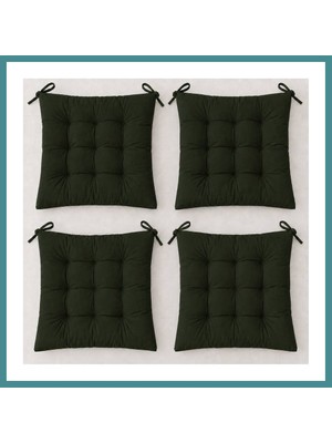Trendexa 4’lü Kapitone Bağcıklı Sandalye Minderi · 40 × 40 × 3 cm | Zeytin Yeşili | 40 × 40 × 3 cm · 4 Adet Mac