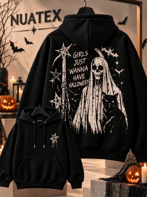 Nuatex Cadılar Bayramı Halloween 3 Iplik Şardonlu Regular Kalıp Sweatshirt Kanguru Cepli Hoodie Serisi