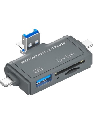 TeknoKapsül Coverzone Alüminyum Otg USB C Kart Okuyucu | iPhone Lightning ve iPad ile Uyumlu, Type-C Girişli Sd Tf Multi Card Reader, SYD-A1C