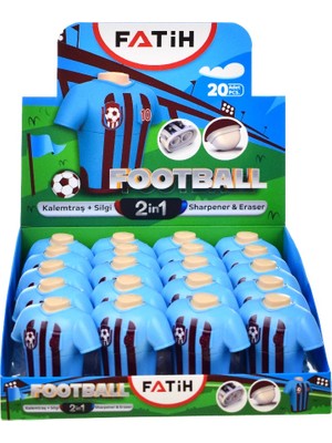 Fatih B-M Football Silgili Çift Açımlı Kalemtıraş 20'li Paket