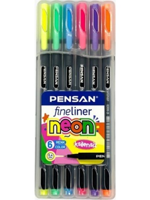 Pensan 6 Lı Fineliner Neon Kalem Pvc Kutu 6300 12'li Paket