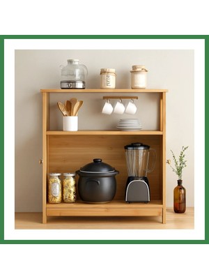 Bezos Çok Amaçlı Bambu Dolap 66X33X85 cm - Organizer Raflı BEZOS16
