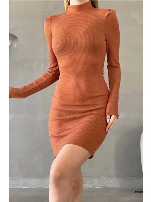 Trendexa Sandy Elbise Balıkçı Kollu Yaka Uzun Kumaş · Renk: Taba · Beden: M Mac