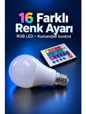 Defne Store Mey Uzaktan Kumandalı Ampul 16 Farklı Renk Seçenekli