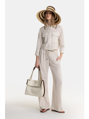 Vakko Beige Loose-Fit Trousers
