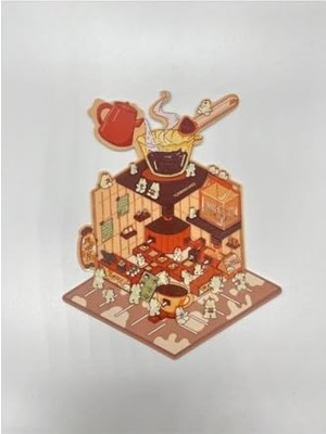 Mythriva Dıy Tavşan Kafesi Tasarlama 2 Yaprak 122 Adet 3D Diorama Izometrik Sticker Seti/etiket/çıkartma