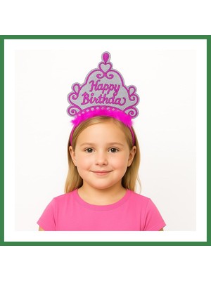 Bezos Pembe Happy Birthday Prenses Tacı ? Doğum Günü Taç Aksesuarı BEZOS16