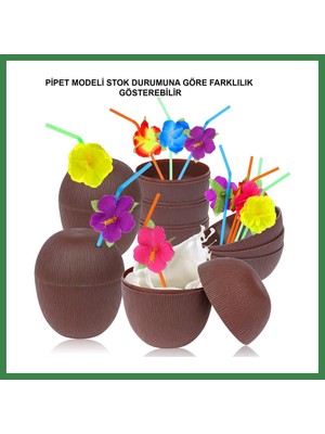 Bezos Hindistan Cevizi Hawaii Luau Aloha Pipetli Içecek Kabı Bardak 10X13 cm 1 Adet BEZOS16