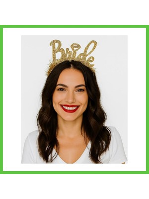 Bezos Altın Renk Bekarlığa Veda Italik Yazı Alyanslı Bride Taç Vengners