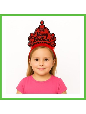 Bezos Kırmızı Happy Birthday Prenses Tacı ? Doğum Günü Taç Aksesuarı Vengners