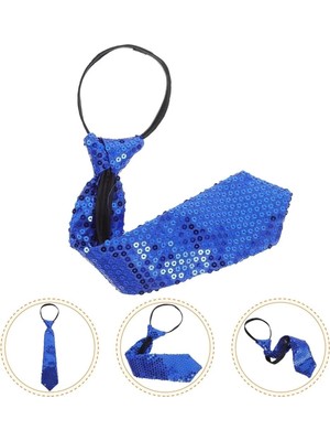 TCX Işıltılı Mavi Pul Payetli Parti Kravatı 33 cm Unisex