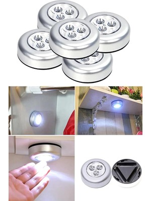Happy Trend Kablosuz Yapışkanlı Pilli Dokunmatik LED Lamba - 3 Ledli Dolap ve Gece Lambası, Kampçı Çadır Lambası (5)