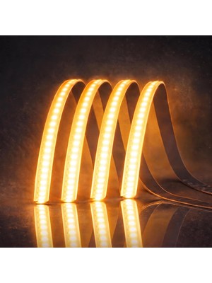 Happy Trend CT-4541A Cob Şerit LED 12V Metrede 216 Çipli Kesintisiz Noktasız Iç Mekan Aydınlatma - 5 Metre Amber