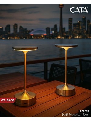 Happy Trend CT-8438 Toronto Şarjlı Masa Lambası Antik Sarı,3 Renk Yanma ve Dimmer Özellikli