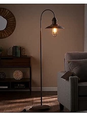 Happy Trend Retro Rustik Mat Siyah Rustik Ayaklı Lambader Köşe Lambası