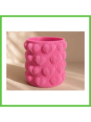 Bezos 3D Baskı Kalpli Dekoratif Vazo - Modern Çiçeklik ve Masaüstü Süsü-Pembe Vengners