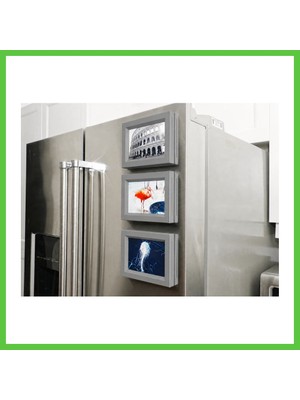 Bezos 3D Baskı 3lü Magnet Fotoğraf Çerçevesi Seti - Buzdolabı Için Mini Manyetik Resim Çerçevesi, Dekoratif Magnet-Gri Vengners