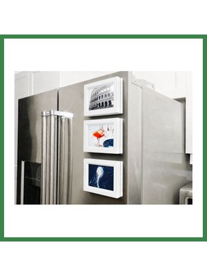 Bezos 3D Baskı 3lü Magnet Fotoğraf Çerçevesi Seti - Buzdolabı Için Mini Manyetik Resim Çerçevesi, Dekoratif Magnet-Beyaz BEZOS16
