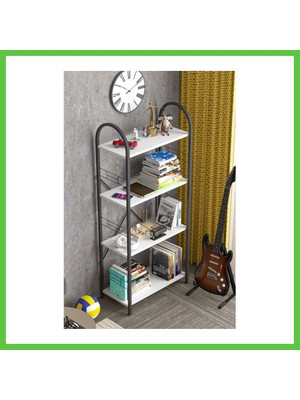 Bezos Metal Kitaplık Beyaz 150 cm Vengners