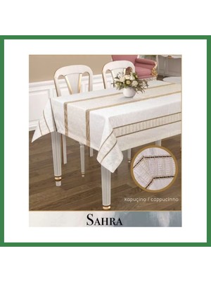 Bezos 160X260 cm Kapicino Sahra Polyester Ajurlu Keten Tablecloth Şık Masa Dekoru BEZOS16