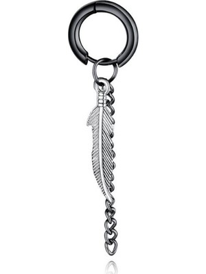 Chavin Unisex Çelik Sallantılı Küpe Kartal Tüyü Şık Aksesuar