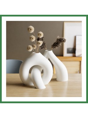 Bezos 3D Baskı Interlocking Vazo - Iç Içe Geçen Dekoratif Vazo-Beyaz BEZOS16