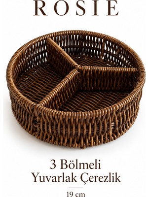 Rosie Rosıe 3 Bölmeli Hasır Görünümlü Çerezlik 19 cm