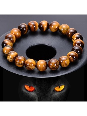 Padore Accessory Kaplan Gözü Doğal Taş Bileklik Kahverengi Handmade Ayarlanabilir Erkekler İçin