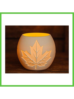 Bezos 3D Baskı Akçaağaç Yaprağı Kabartmalı Tealight Mumluk Dekoratif Sonbahar Feneri Şamdan Masa Süsü Vengners