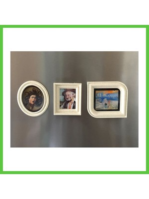 Bezos 3D Baskı 3lü Mini Tablo Çerçeve Buzdolabı Magneti Güçlü Mıknatıslı Fotoğraflık Dekoratif Set Vengners