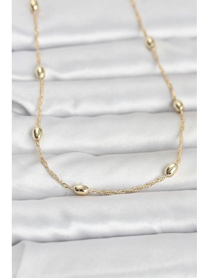 Milas Toptan Şık Gold Renk Burgu Zincir Kadın Kolye 60 cm