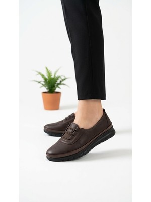 Kaof Shoes Kadın Kahverengi Anne Ayakkabısı Ortopedik Anne Babet Günlük Ayakkabı Casual Ayakkabı