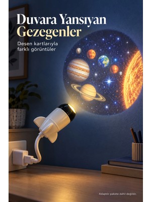 Zenviaa Mey Ithalat® Desenli Projeksiyon Lambası Bilgisayar USB Girişinden Kullanımlı ZNV20296