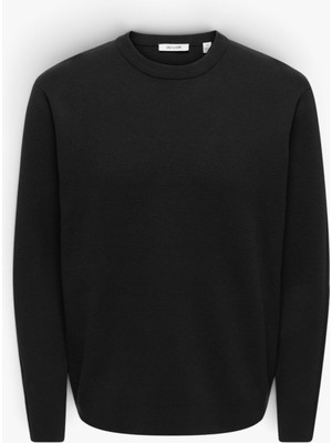 Only & Sons Onstıng Rlx Crew Neck Knıt Noos Erkek Siyah Kazak - 22038807