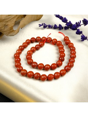 Moony Stone Kesimli Kırmızı Jasper Doğal Taş Dizi (8mm)