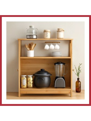 Bezos Çok Amaçlı Bambu Dolap 66X33X85 cm - Organizer Raflı Strsnl